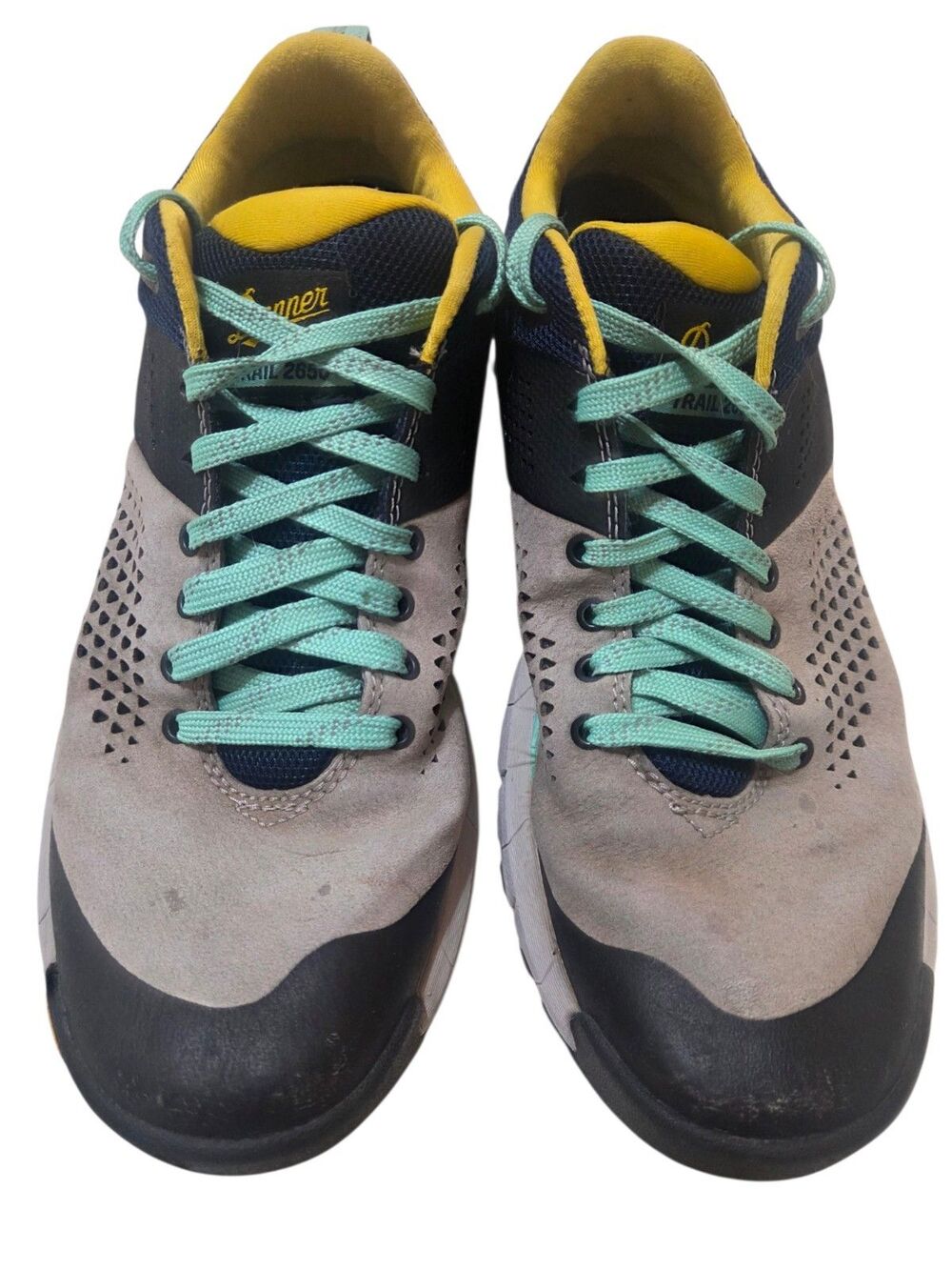 Danner 2650 Women's 3” Trail Hiking Shoes OrthoLite Footbed Gray Blue Yellow 9.5